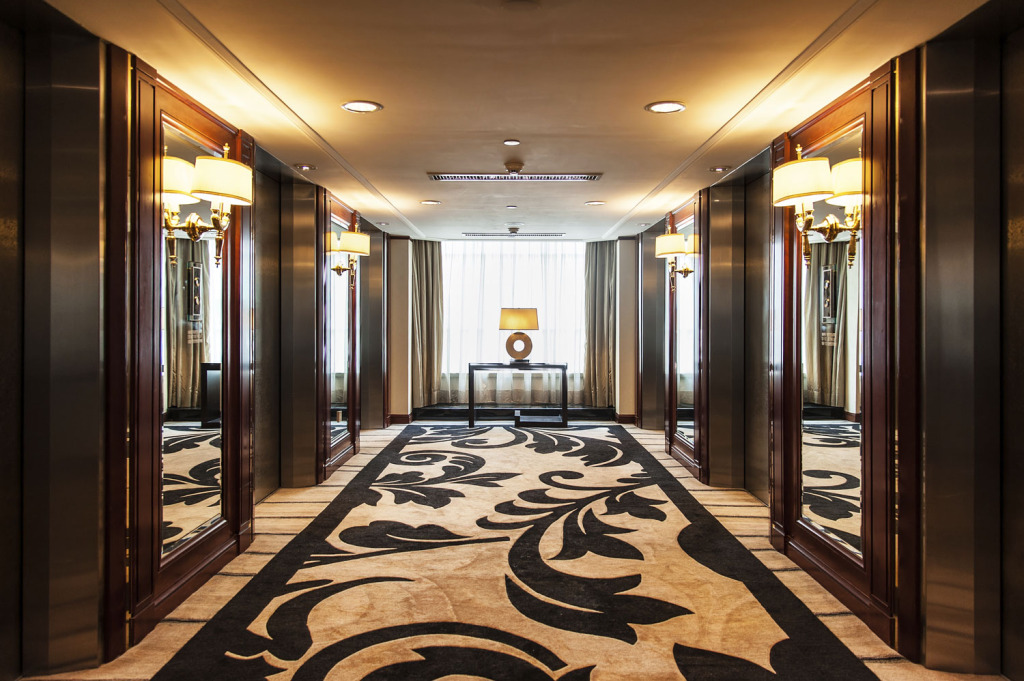 Luxury hotel elevator lobby